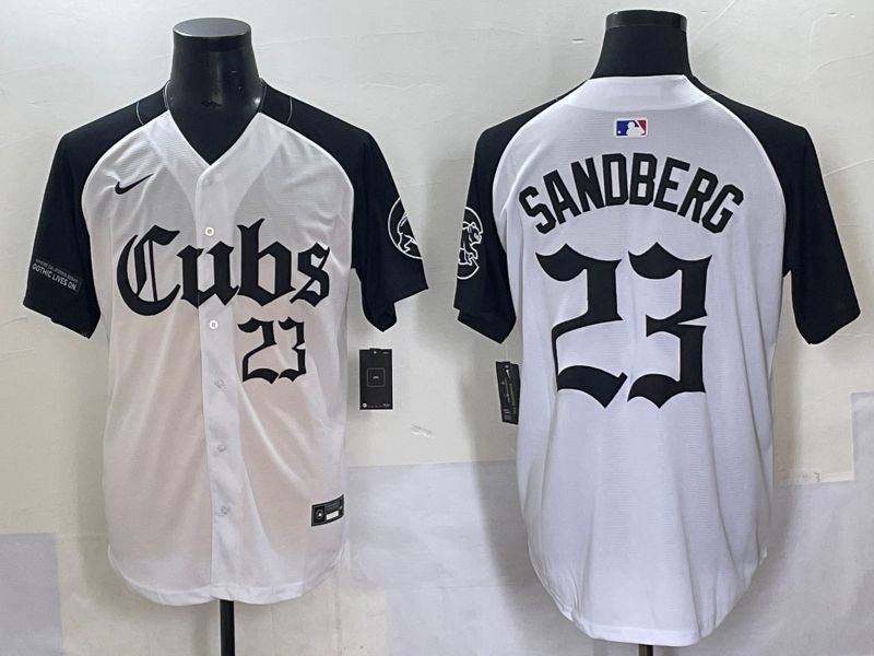 Men 2025 Chicago Cubs #23 Sandberg White black Five generations Joint Name Nike MLB Jersey style 6237->chicago cubs->MLB Jersey